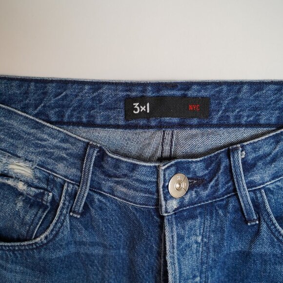 3x1 “Higher Ground” 100% cotton crop flare button fly raw hem gusset jeans - Picture 3 of 8